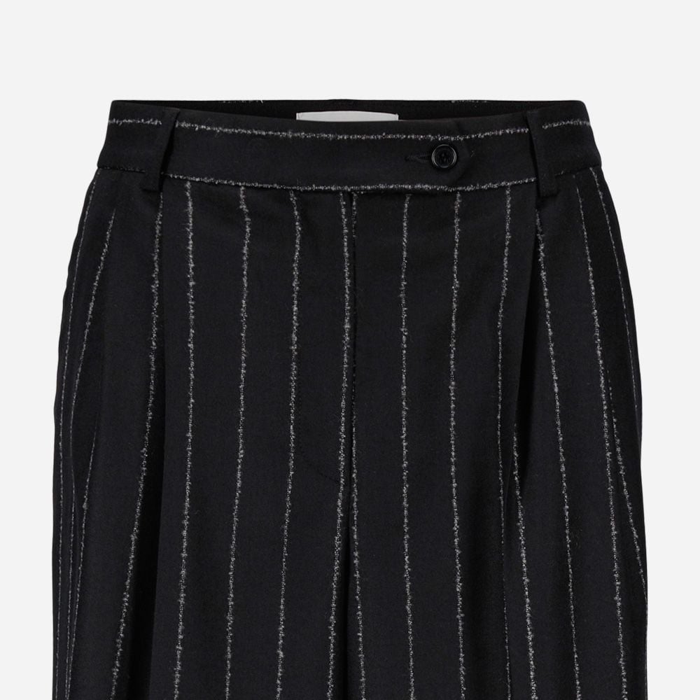 Gytta Wool Trousers - Black Pinstripe