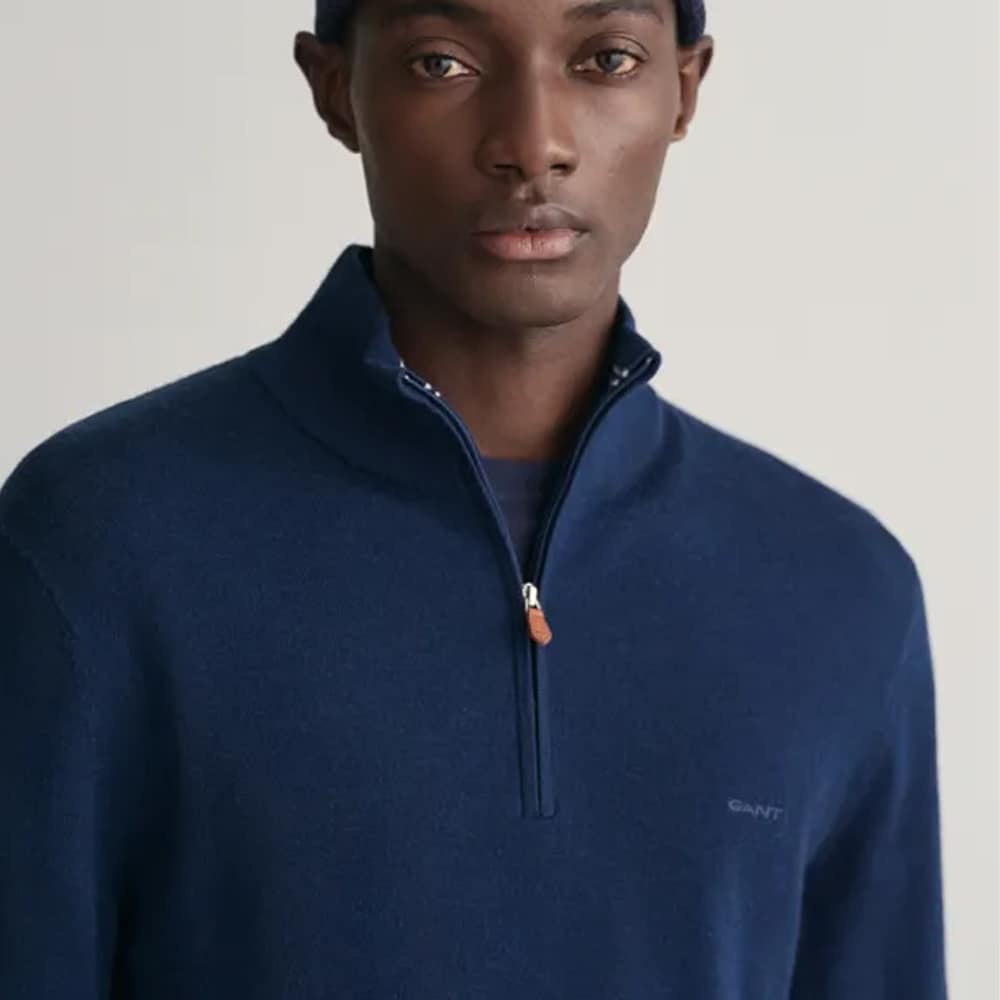 Merino Wool Half Zip - Navy