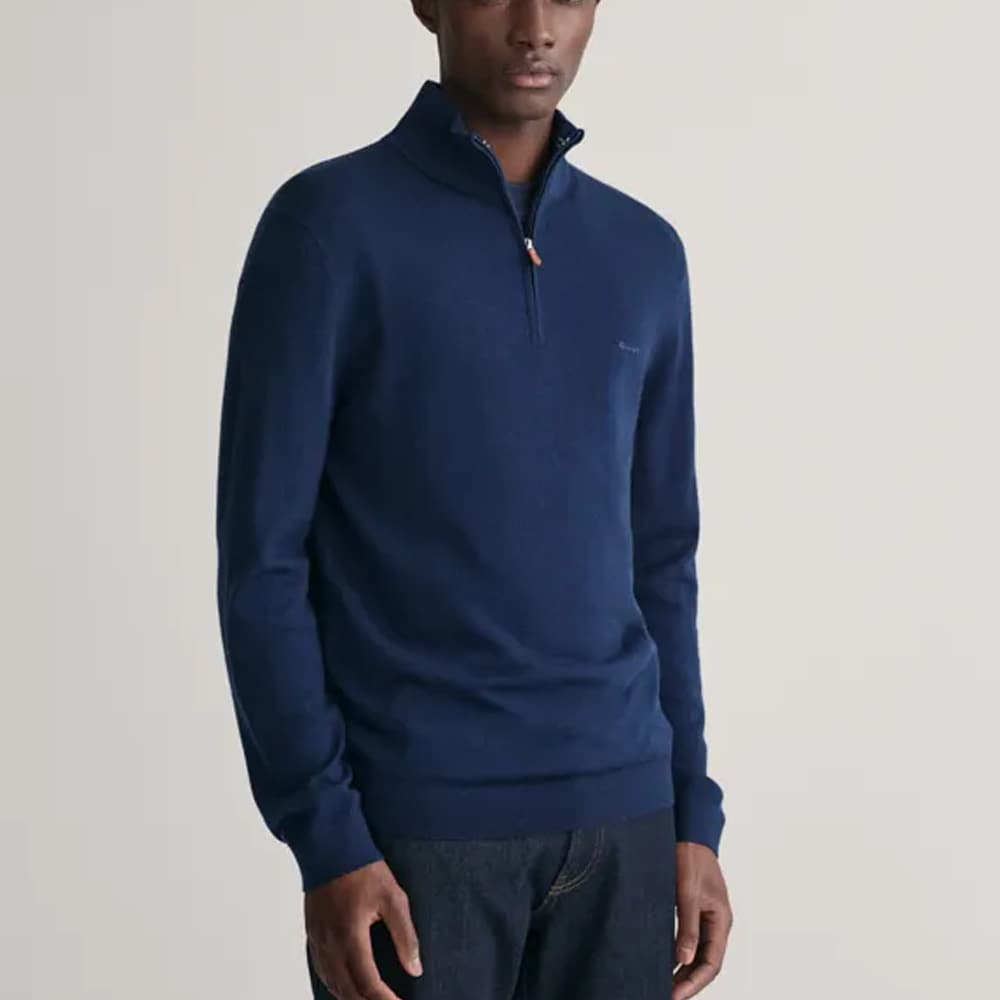 Merino Wool Half Zip - Navy