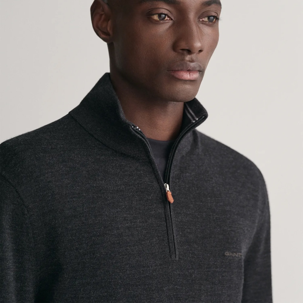 Merino Wool Half Zip - Charcoal