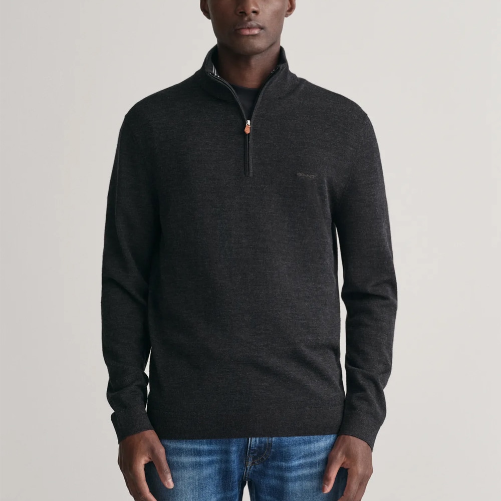 Merino Wool Half Zip - Charcoal