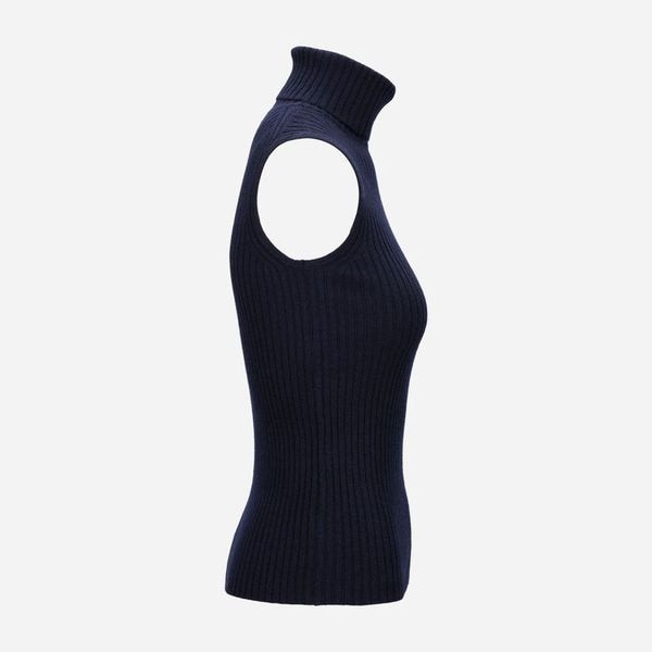 Rib Rollneck Cashmere Blend - Navy