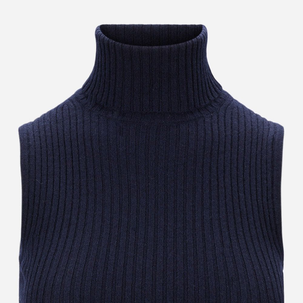 Rib Rollneck Cashmere Blend - Navy