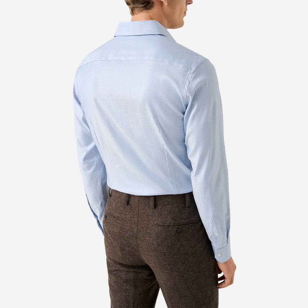 Mélange Solid Cotton Tencel Lyocell Shirt - Blue