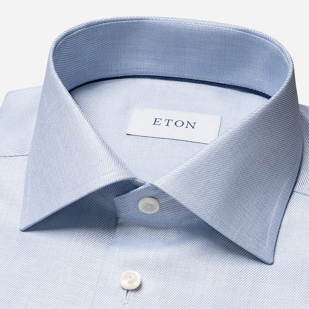 Mélange Solid Cotton Tencel Lyocell Shirt - Blue