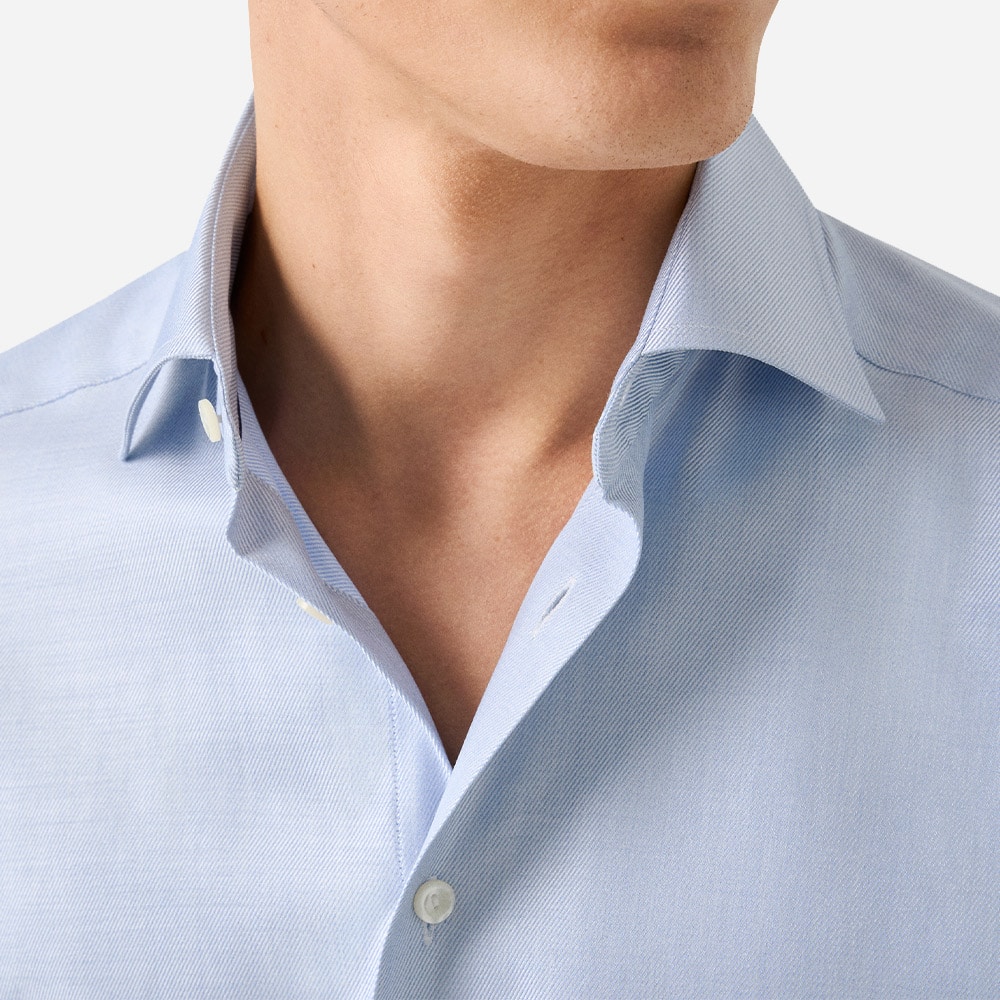 Mélange Solid Cotton Tencel Lyocell Shirt - Blue