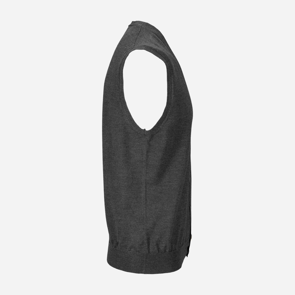 Sleeveless Cardigan Vest - Dark Grey