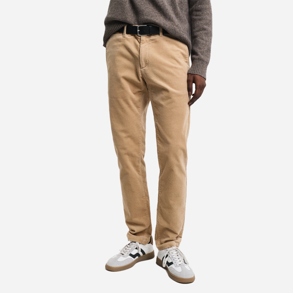 Slim Cord Chinos - Dark Khaki