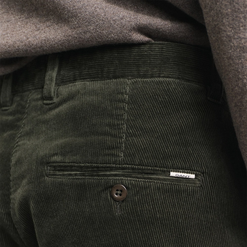 Slim Cord Chinos - Dark Sage