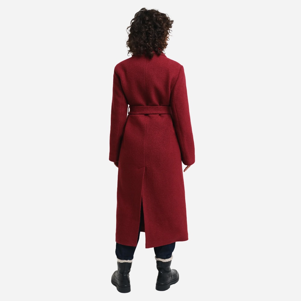 Textured Wrap Coat - Plumped Red