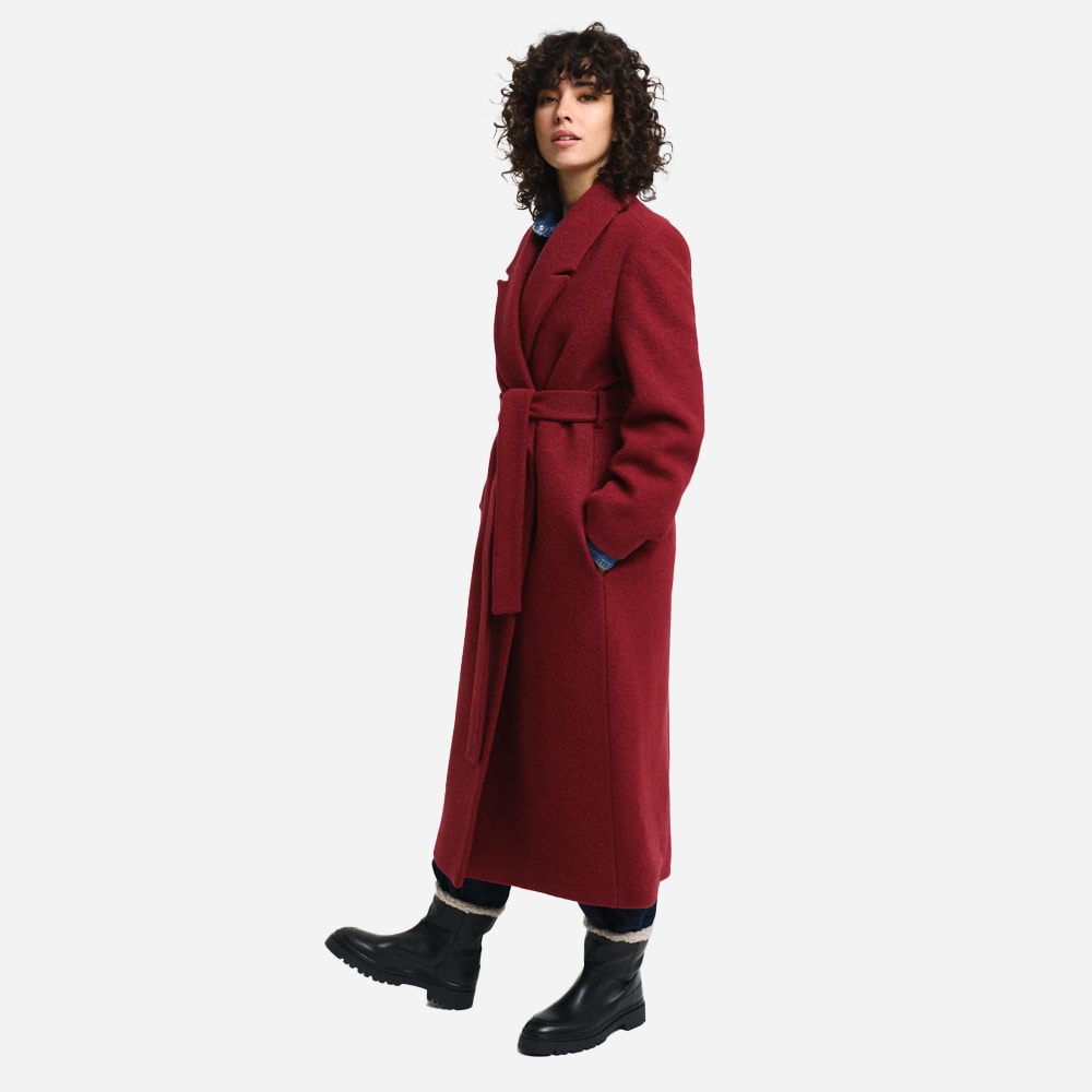 Textured Wrap Coat - Plumped Red