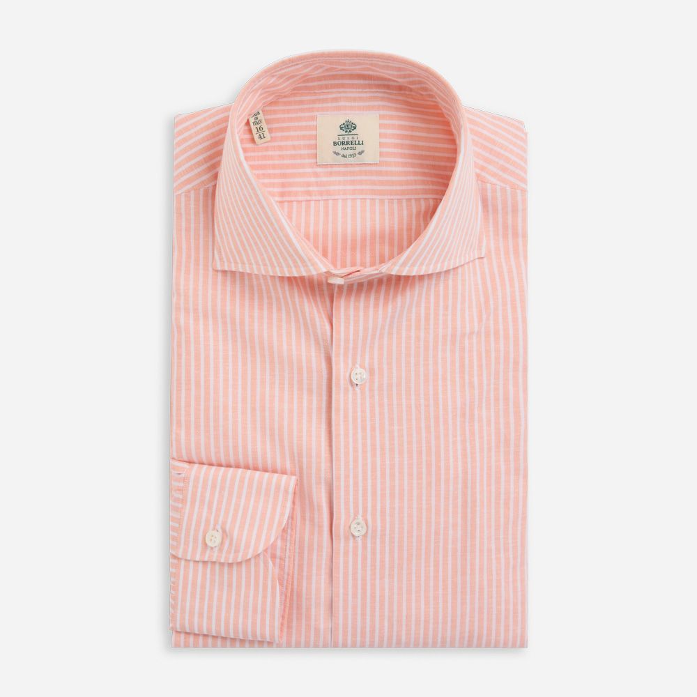 Cotton-Linen Shirt - Orange Stripes