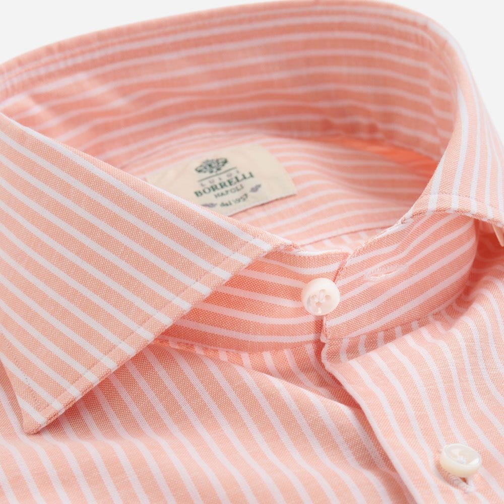 Cotton-Linen Shirt - Orange Stripes