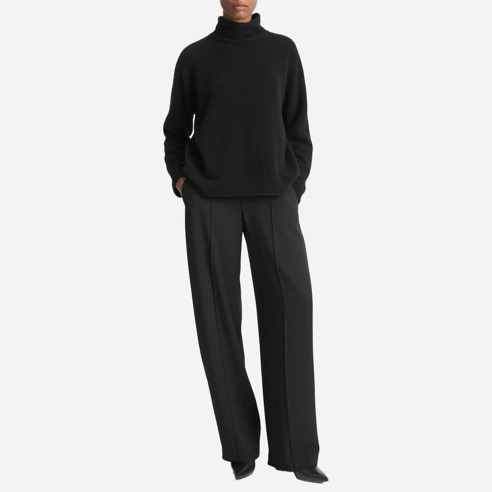 Cashmere Boxy Turtleneck Sweater - Black