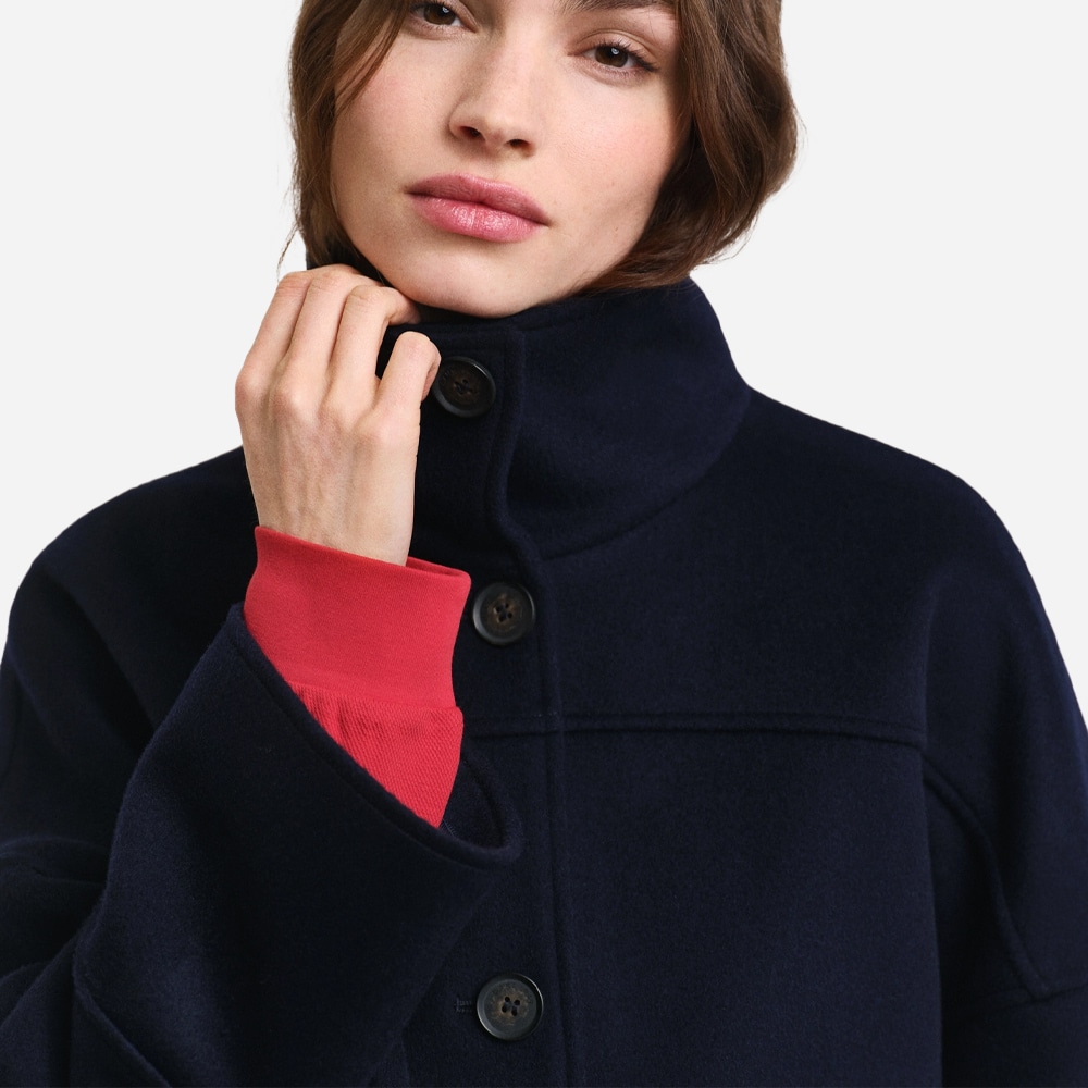 Cropped Wool Jacket - Navy