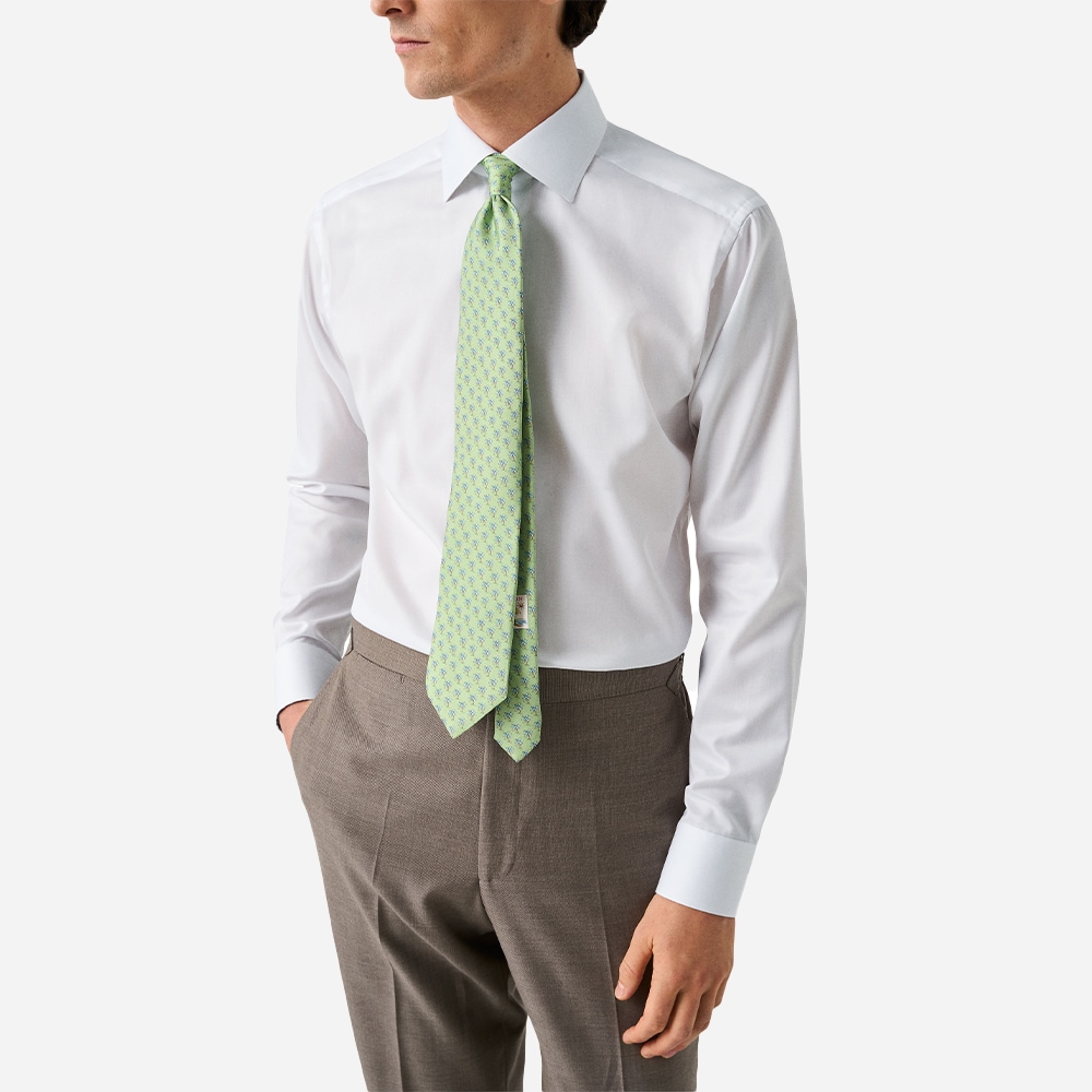 Slim Signature Twill Shirt Contrast - White-Geometric Effect