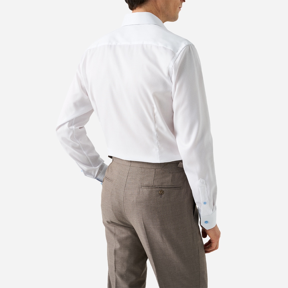 Slim Signature Twill Shirt Contrast - White-Geometric Effect