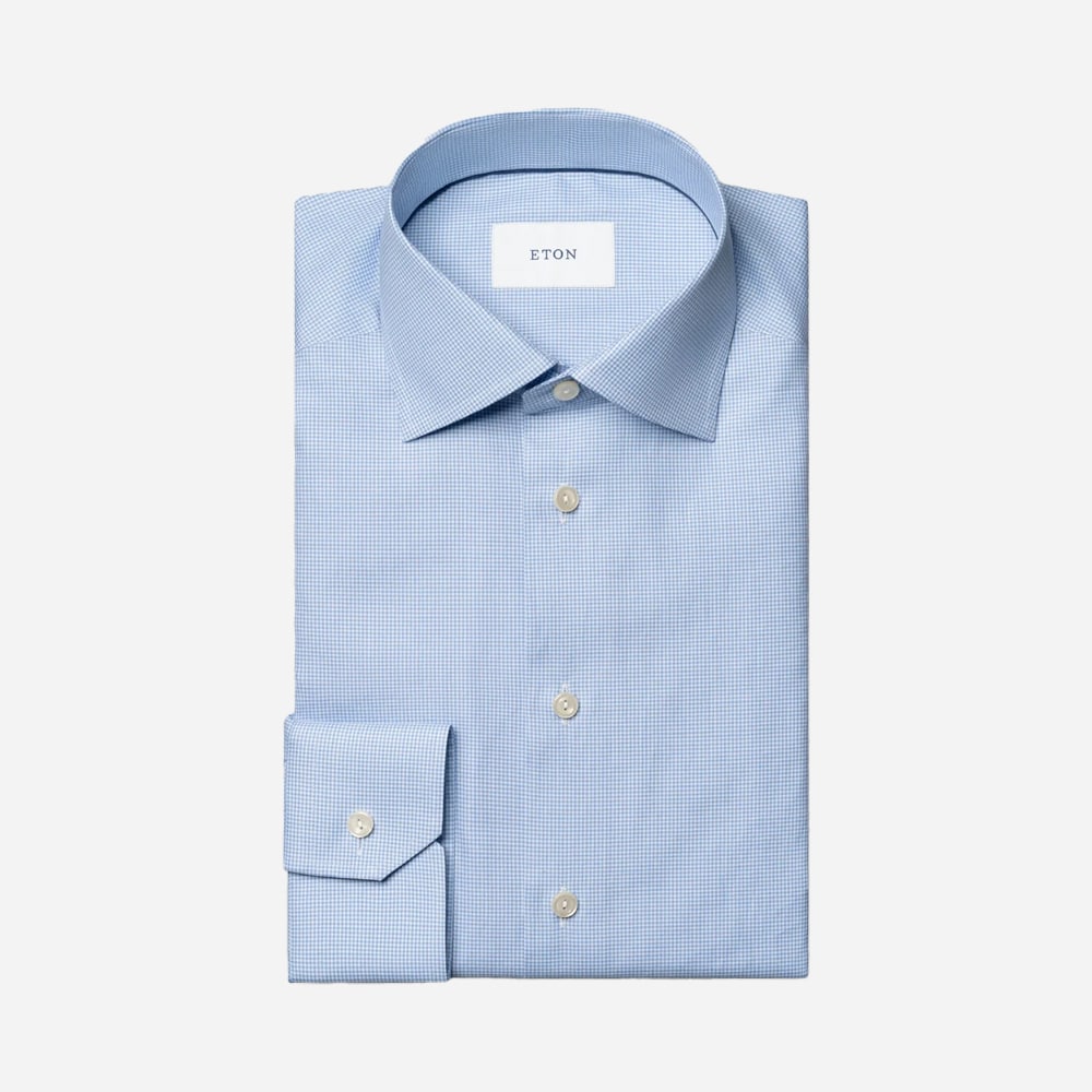 Contemporary Signature Twill Shirt- Ligth Blue Fine Check