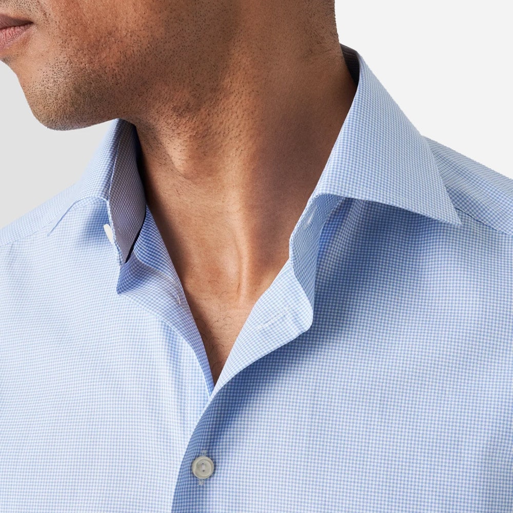 Slim Signature Twill Shirt- Ligth Blue Fine Check