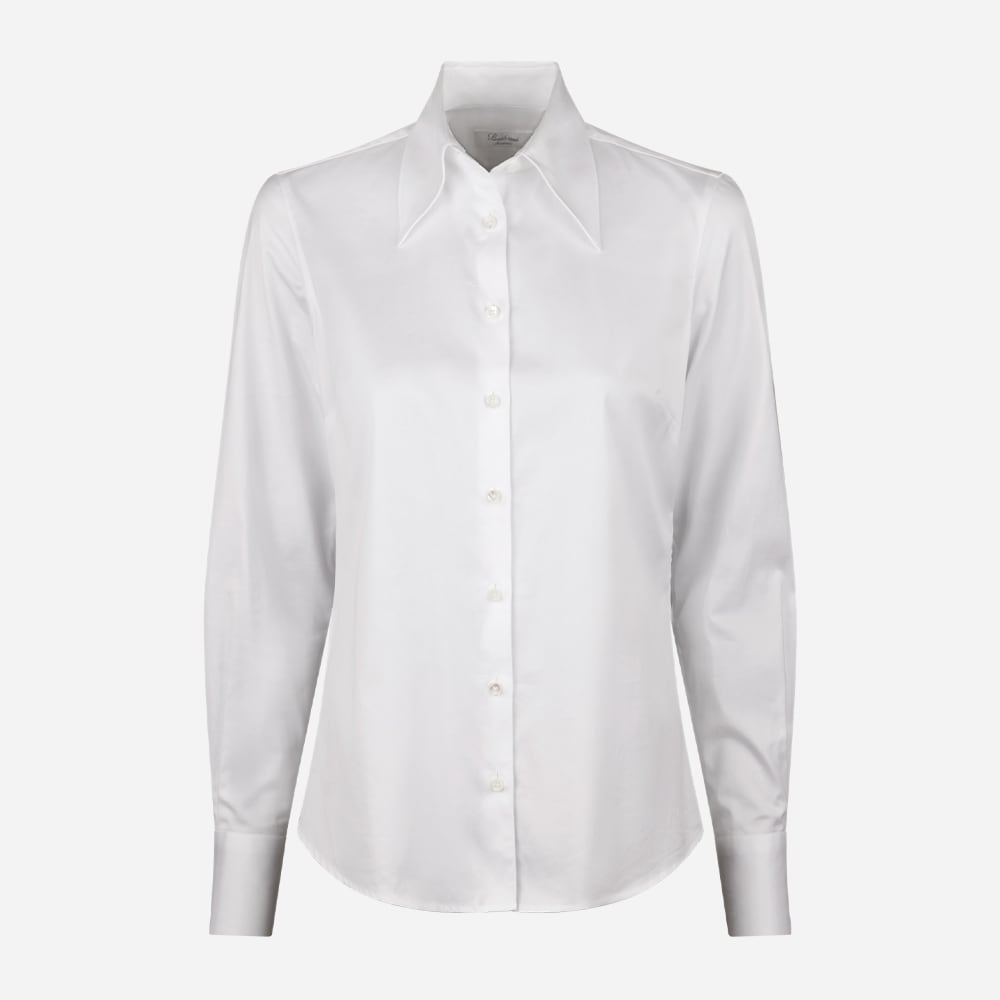 Ingrid Wide Collar Shirt - White