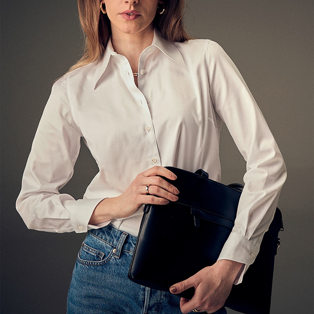 Ingrid Wide Collar Shirt - White