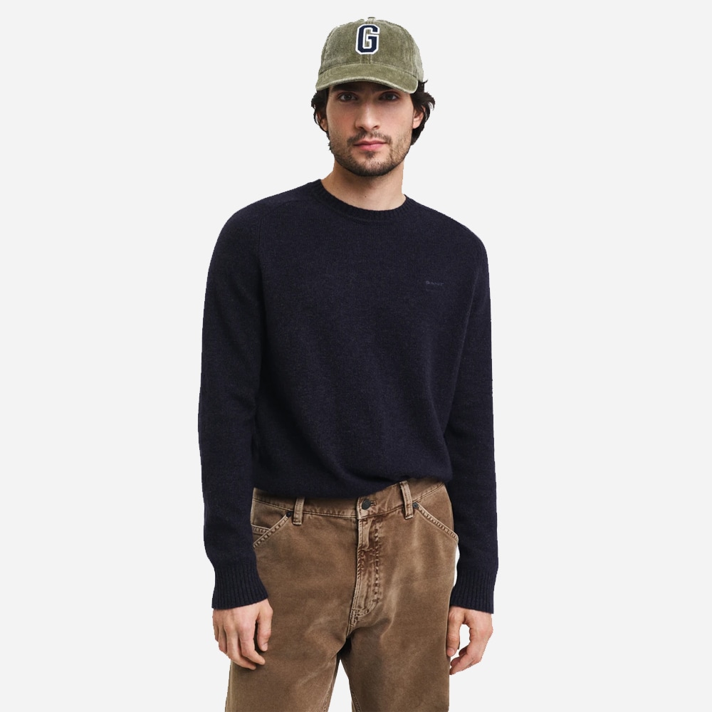 Wool Blend Crewneck - Dark Navy Melange