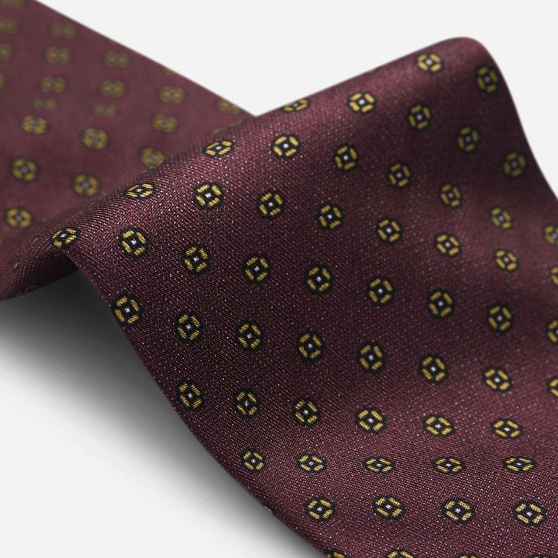 Tie Silk - Wine Red-Yellow