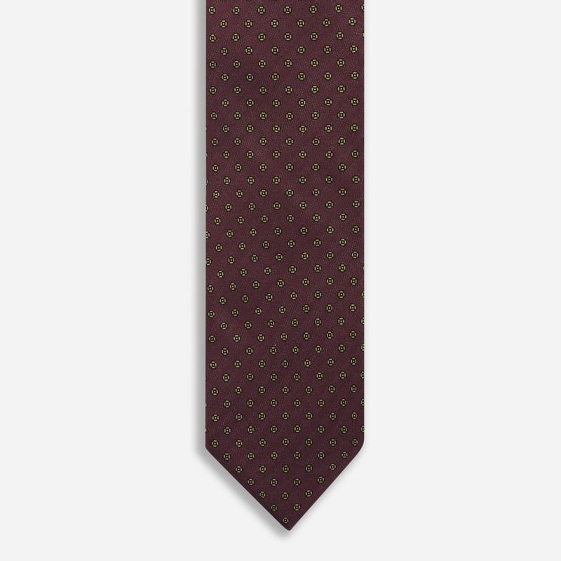 Tie Silk - Wine Red-Yellow