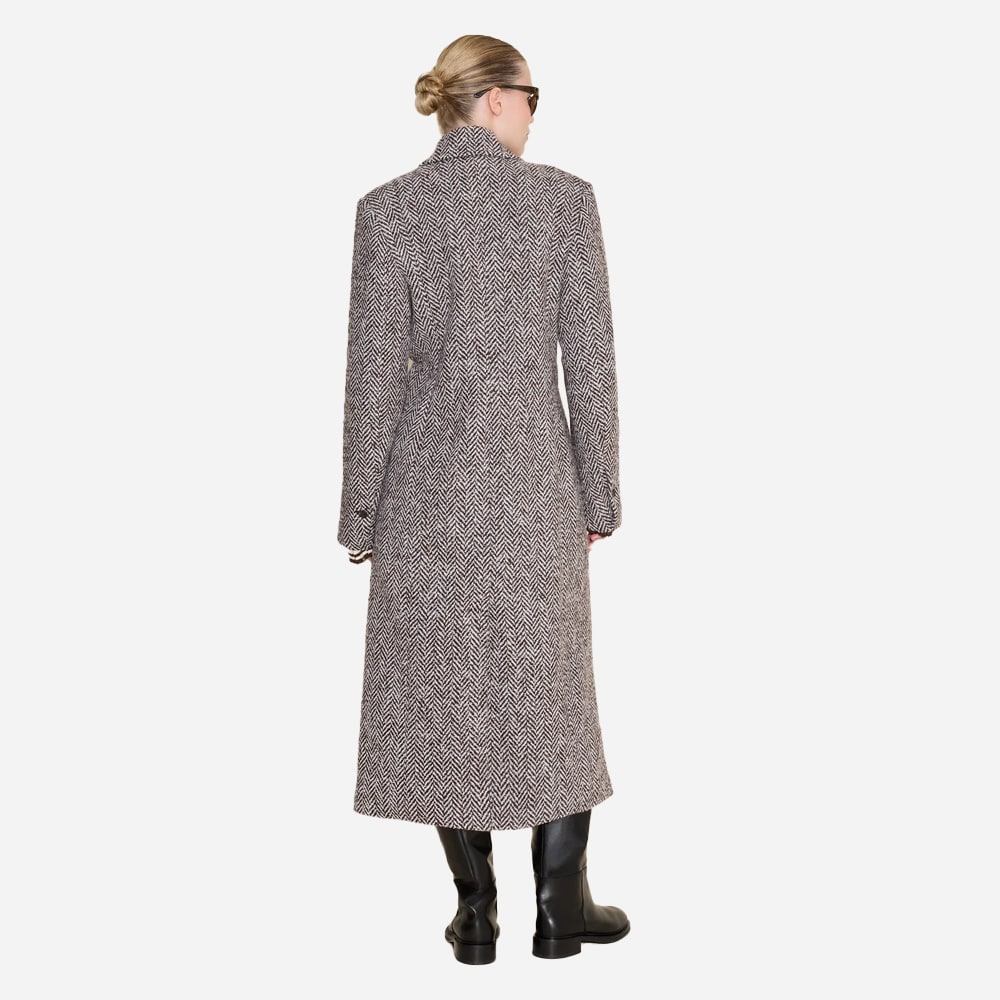 Emi Herringbone Coat - Brown Mix