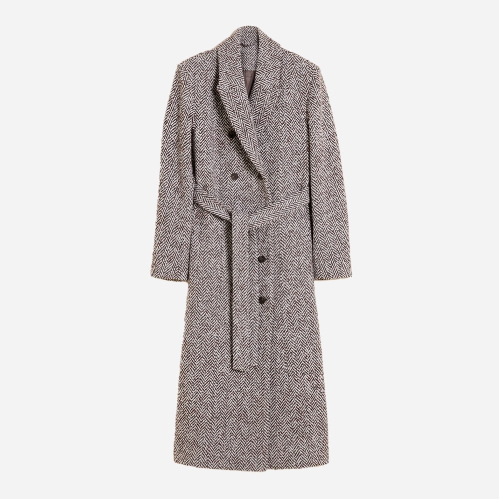 Emi Herringbone Coat - Brown Mix