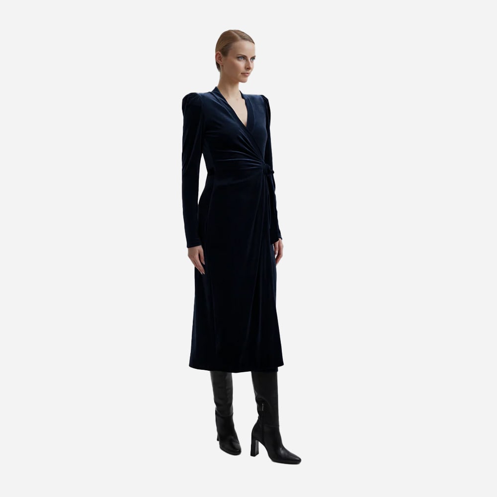 Sibley Velvet Dress - Navy Blue