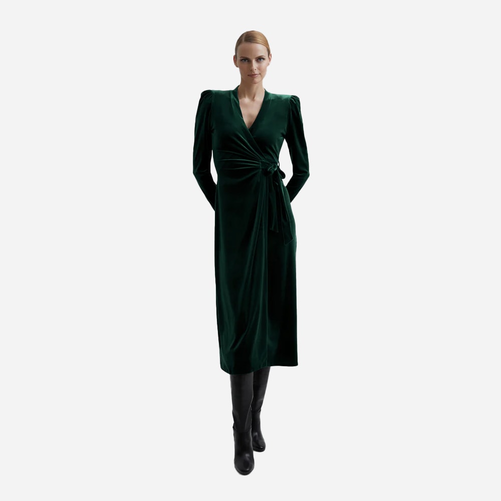 Sibley Velvet Dress - Emerald Green