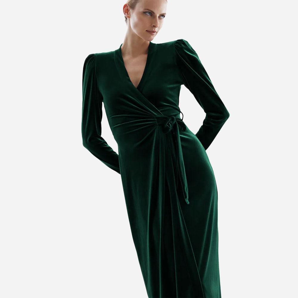 Sibley Velvet Dress - Emerald Green