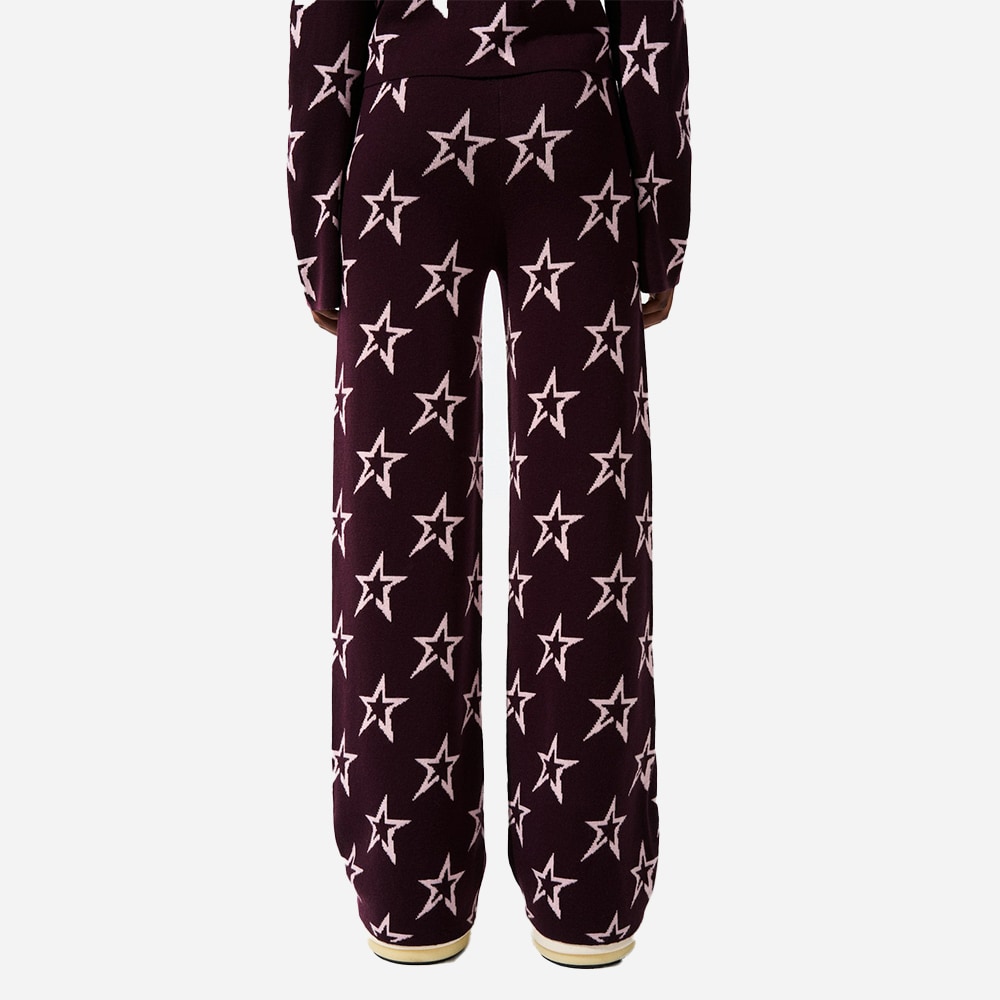 Chalet Wide Leg Knitted Pant - Burgundy - Pink