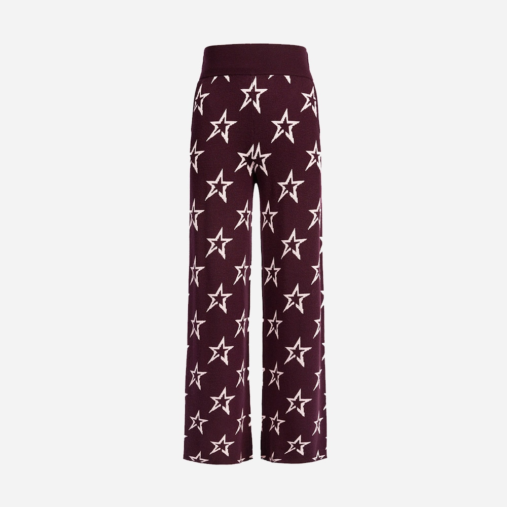 Chalet Wide Leg Knitted Pant - Burgundy - Pink