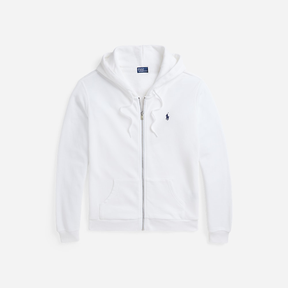 Cotton Fleece Full-Zip Hoodie - White