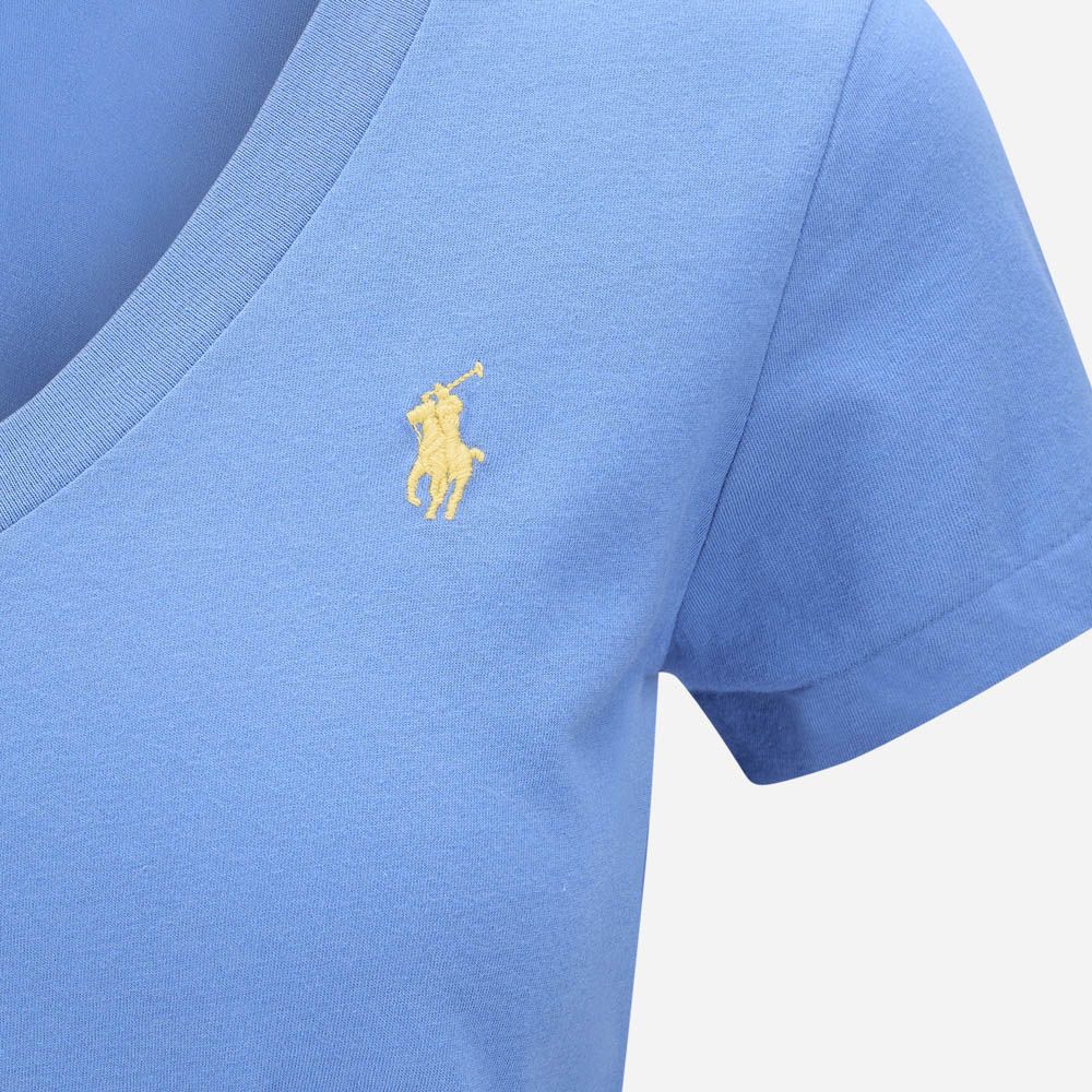 Cotton Jersey V-Neck Tee - Pond Blue