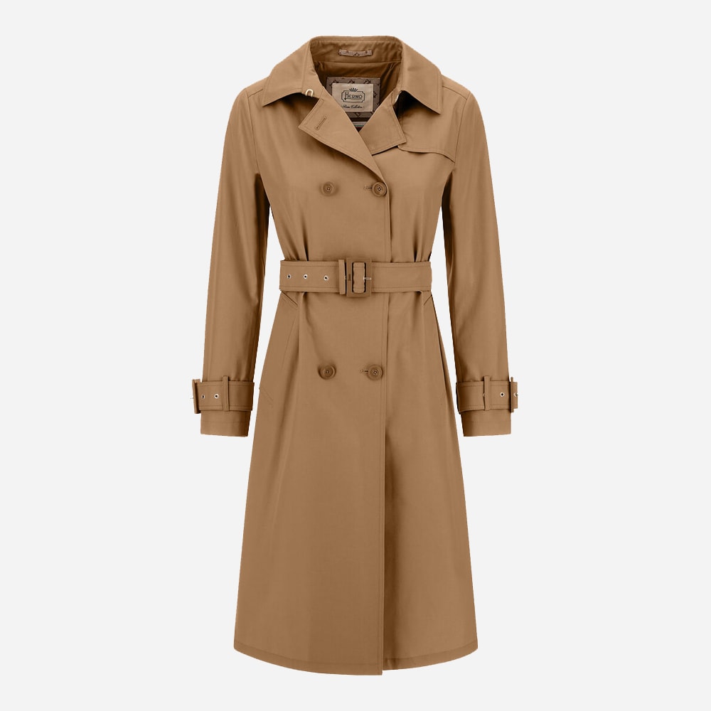 Trench Coat In Delon & Monogram - Camel