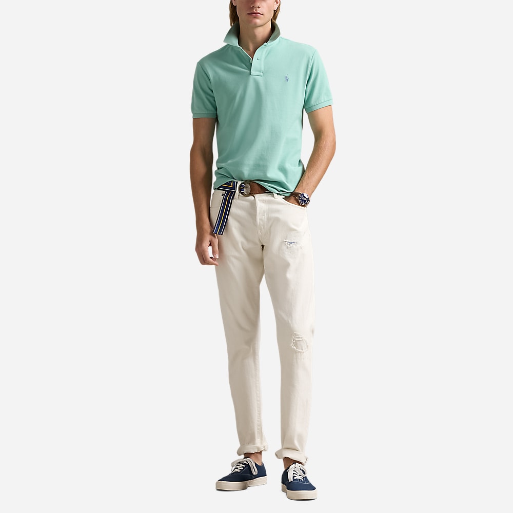 Custom Slim Fit Mesh Polo Shirt - Celadon