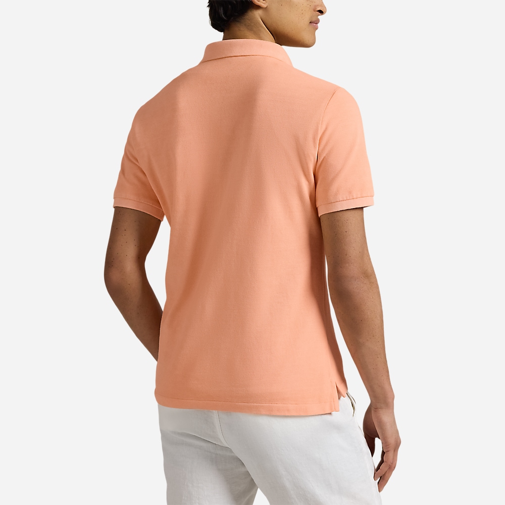 Custom Slim Mineral-Dyed Mesh Polo Shirt - Amber