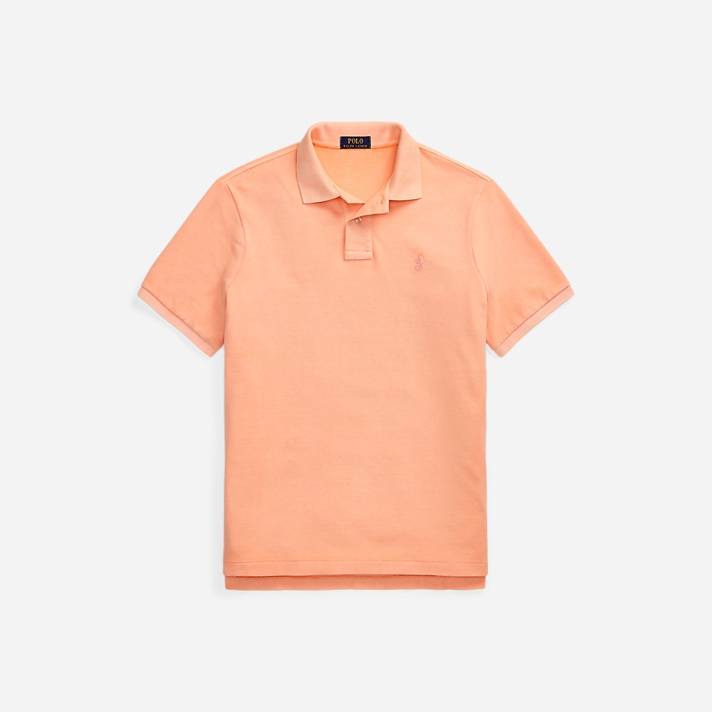 Custom Slim Mineral-Dyed Mesh Polo Shirt - Amber