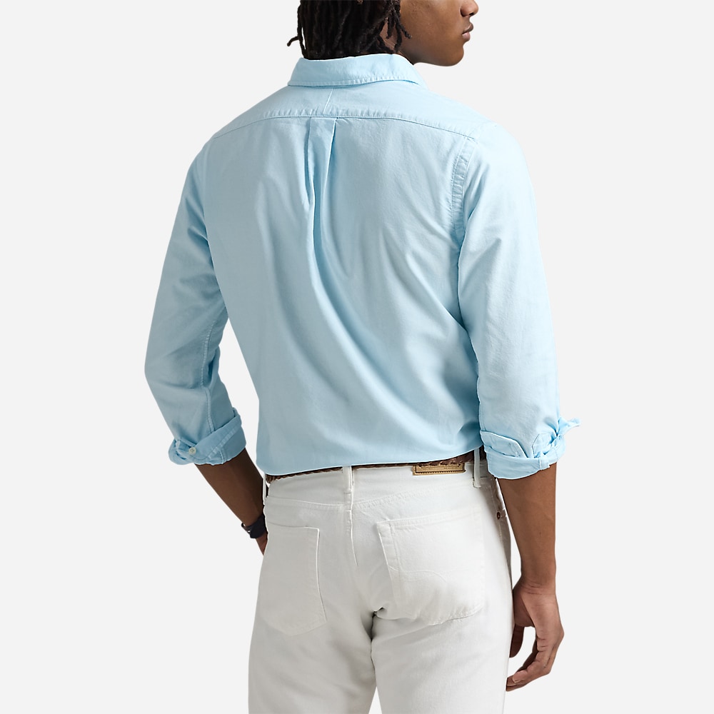 Custom Fit Mineral-Dyed Oxford Shirt - Sky