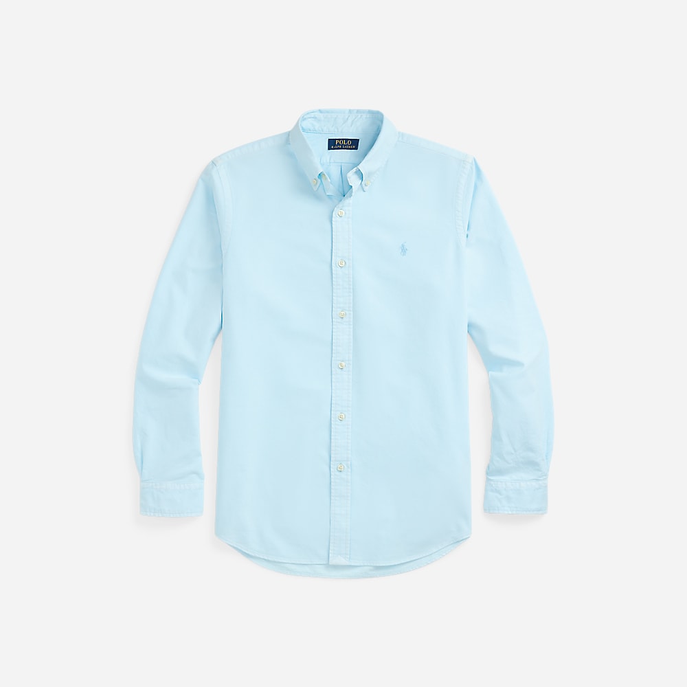 Custom Fit Mineral-Dyed Oxford Shirt - Sky