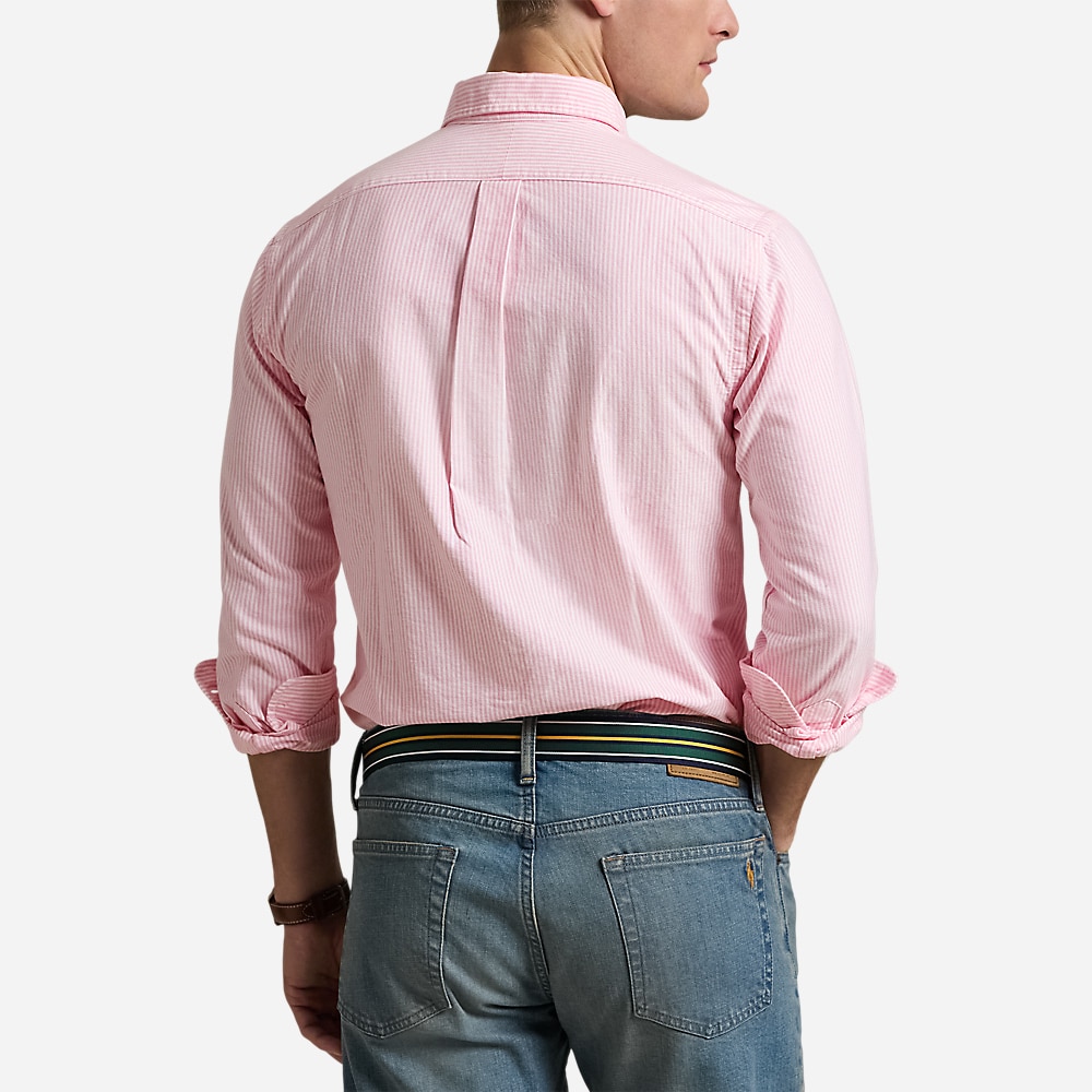 Custom Fit Striped Oxford Shirt - New Rose/White