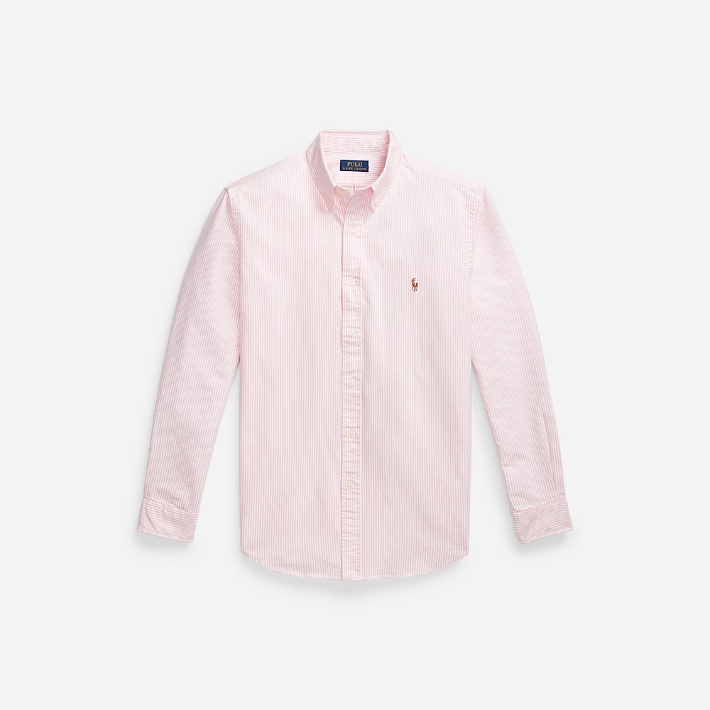 Custom Fit Striped Oxford Shirt - New Rose/White