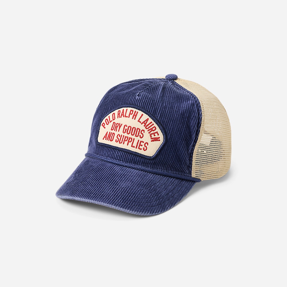 Logo-Patch Corduroy Trucker Cap - Light Navy X