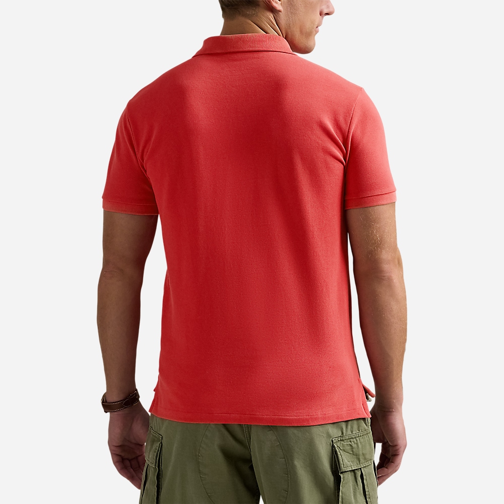 Custom Slim Fit Mesh Polo Shirt - Spring Red