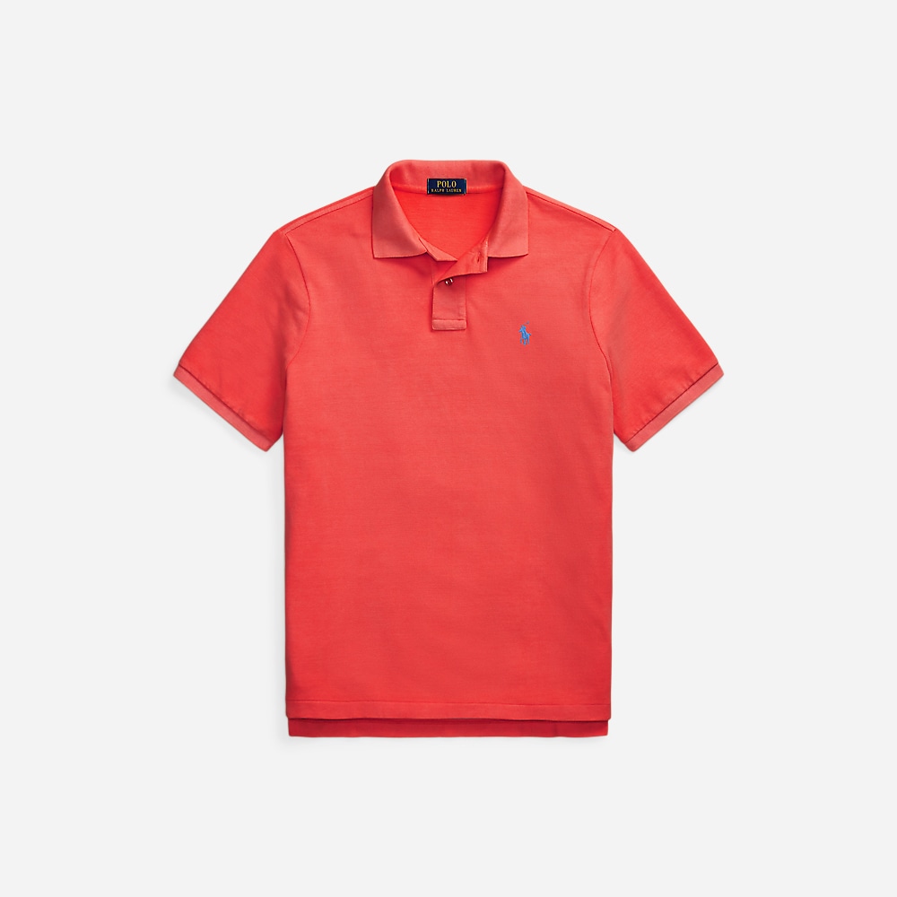 Custom Slim Fit Mesh Polo Shirt - Spring Red