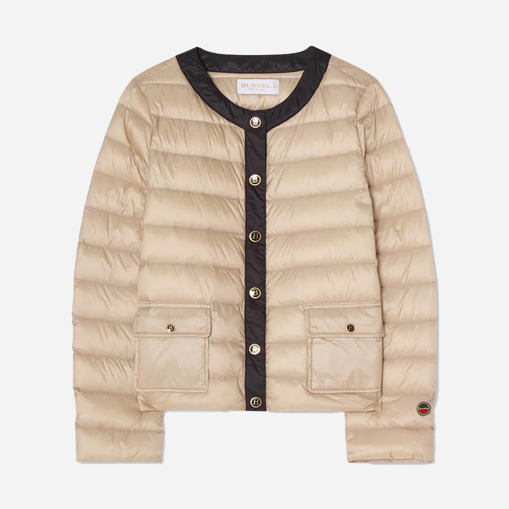 Ida Contrast Down Jacket - Light Beige/Black