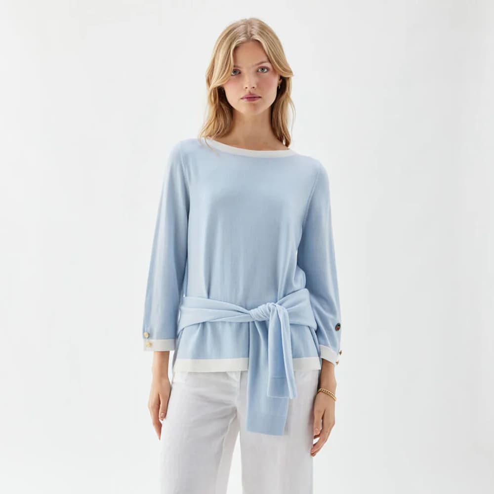 Helen Top - Ice Blue/Ecru